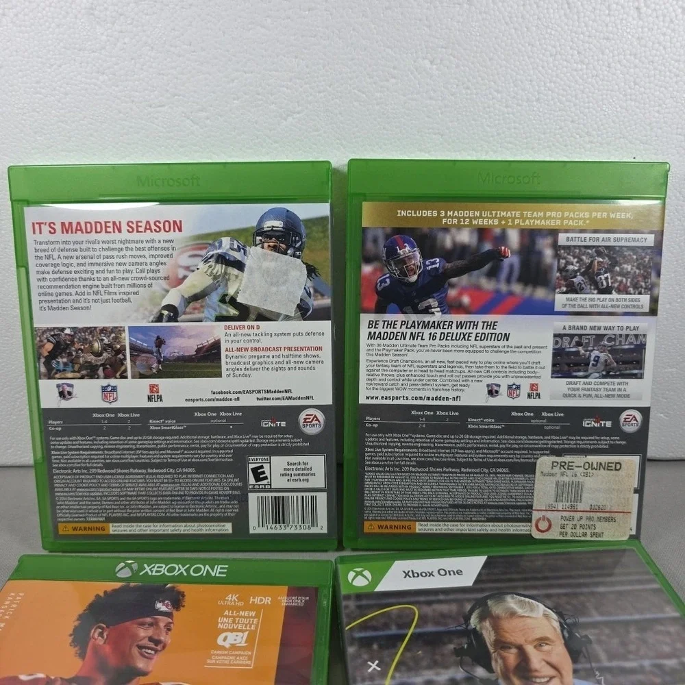 Lot Of‎ 4 Xbox One Madden NFL Football Video Games 15, 16, 20, 23 Bundle